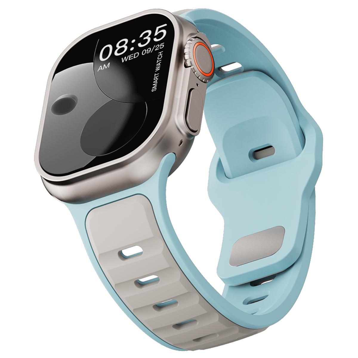 

Силиконовый ремешок для Apple Watch Ultra3/2/1 49мм 46мм 45мм 44мм 42мм Двухцветные спортивные часы для Iwatch Series11 10 9 8 7 6 5 Se Мужчины 42mm 44mm 45mm