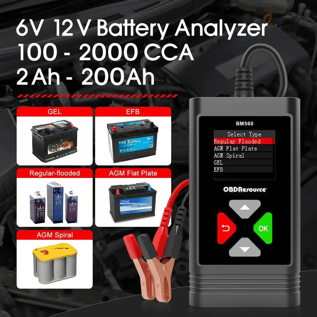 6V 12V BM560/BM580 Car Battery Tester 100-2000CCA Digital Battery Voltage Tester For Car Motorcycle Battery Test Diagnostic Tool