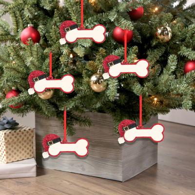 Weihnachts-Knochenanhänger DIY Dekoration Knochen mit Weihnachtsmütze Feiertags-Knochen