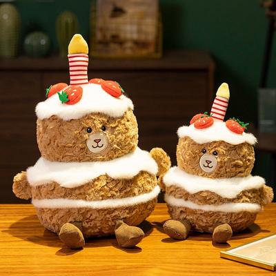 Kreative Niedliche Erdbeer-Geburtstagstorte Bärenpuppe Plüschtier Bärenpuppe Kinder Feiertagsgeschenk Puppe