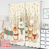 2pcs 2D Flat Printing Happy Christmas Fashion Curtains Cute Christmas Animals Snowflakes Holiday Digital Printed Polyester