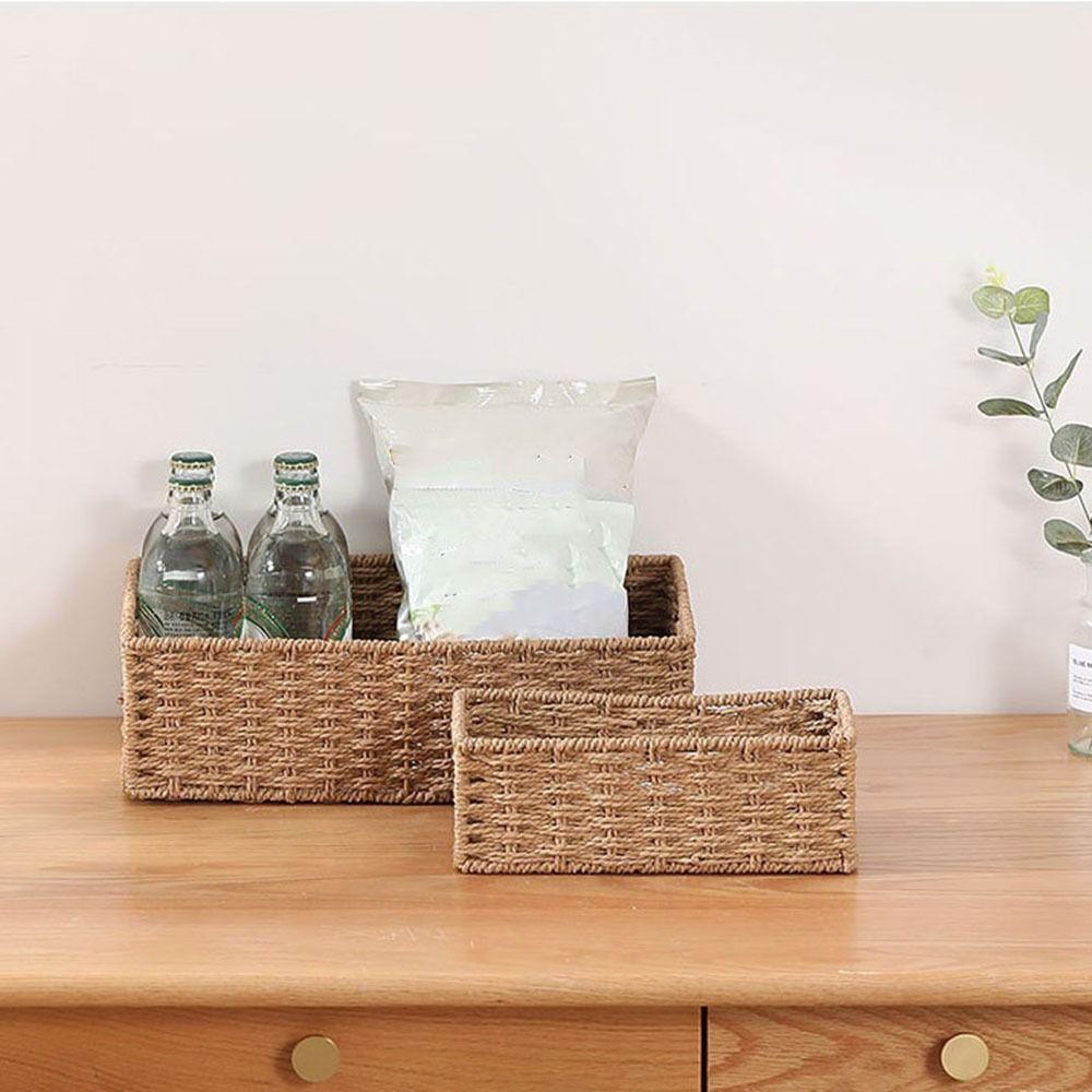 Rectangular Cosmetics Storage Box Handmade Snack Storage Box Coffee Table Storage Basket for Home