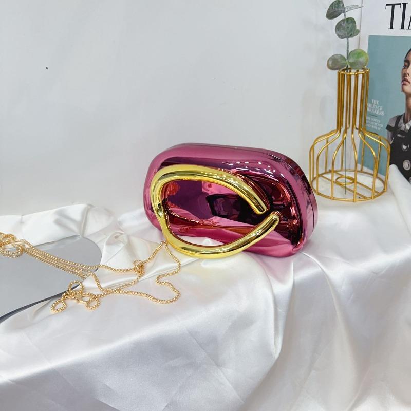 Trendy Classic Round Box Clutch Bag Dinner Bag Acrylic Bag Retro Metal Handle Shoulder Crossbody