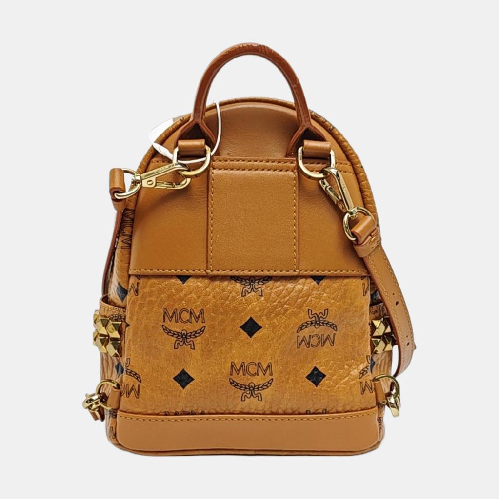 [Pre-Owned] Classic Allover Logo Studded Three-In-One Coated Canvas Shoulder Crossbody Backpack - Good #AEYUW