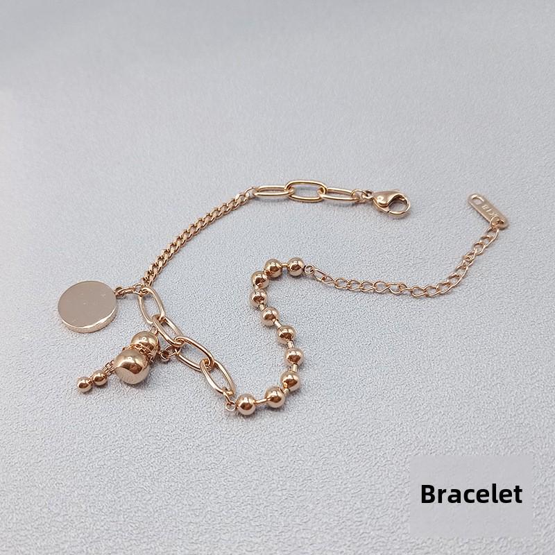 Retro Ethnic Gourd Bracelet - 18k Rose Gold Titanium Steel, Palace Style, European & American Hip-Hop Jewelry.