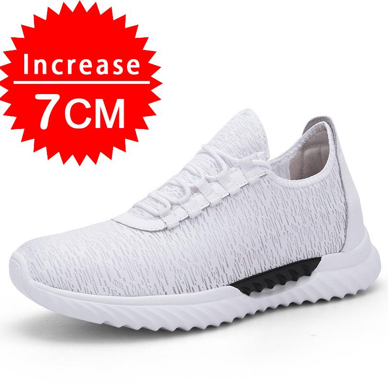 Fashion Men Breathable Mesh Elevator Shoes Height Increase Sneakers Shoes for Men 7CM Sports Shoes Invisible Inner Heightening Men