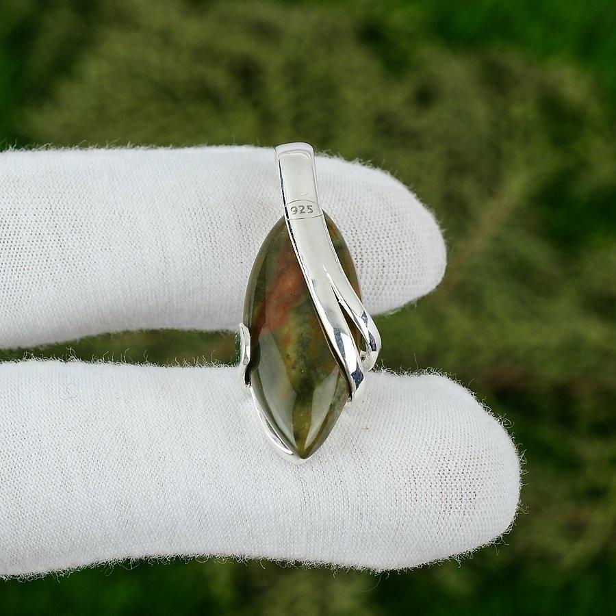 

Sisters Day Sale Ocean Jasper Stone Bezel Pendant Jewelry 925 Sterling Silver