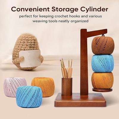 Wooden Yarn Spool Rack with Stable Base Smooth Edge Burr Free Versatile Yarn Ball Dispenser Stand Yarn Spool Rack