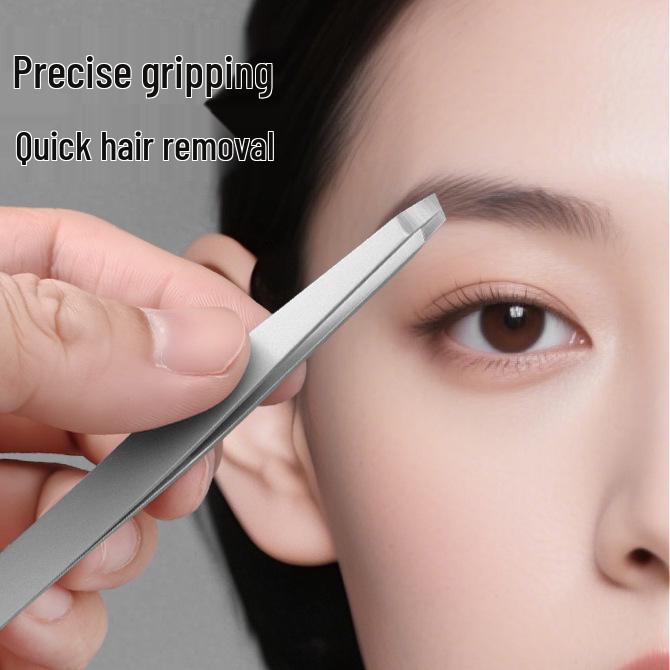 Frosted 96 Stainless Steel Eyebrow & Eyelash Tweezers for Shaping & Hair Removal - Slanted, Flat, and Pointed Tips