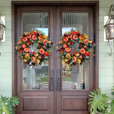 Artificial Fall Wreath Decorative Fall Autumn Wreath Festival Theme Farmhouse Party Decoration