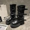 Thick-soled Heightening Martin Boots Women's 2025 New Spring and Autumn Retro Brown Maillard Stacking Boots Medium Tube Boots