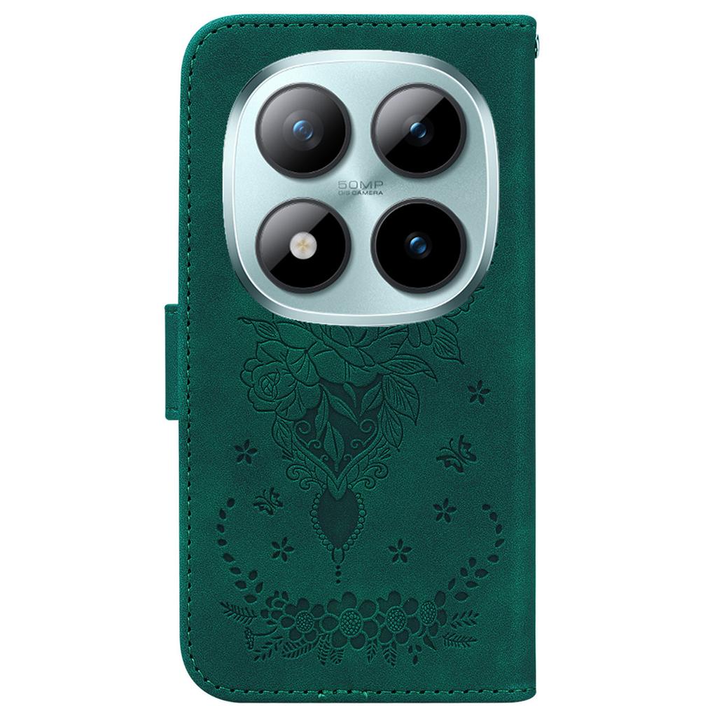 For Xiaomi Redmi Note 15 Pro 5G (Global) Case Butterfly Flower Imprint PU Leather Wallet Phone Cover with Strap