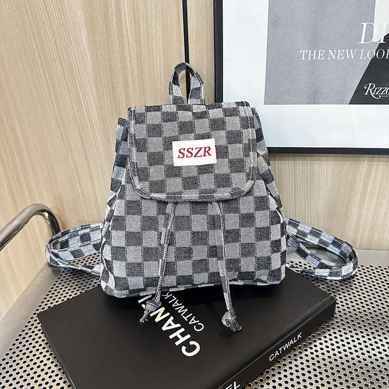 

Versatile Large-Capacity Plaid Canvas Shoulder Bag & Handbag 22x10x22 cm чорний