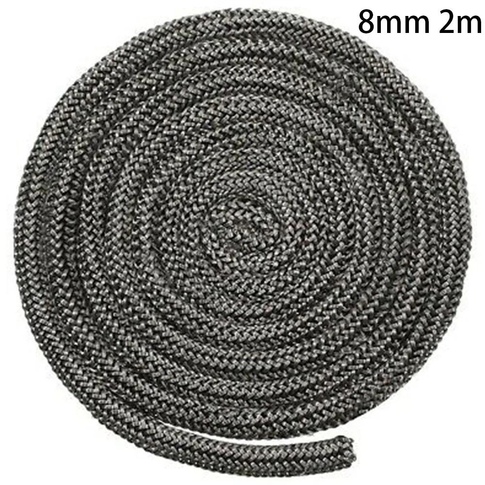 Home Fiberglass Rope Seal 78 Inch/2m Black Dark Grey Door Seal Fire Prevention Replacement 1pcs 6/8mm Fiberglass