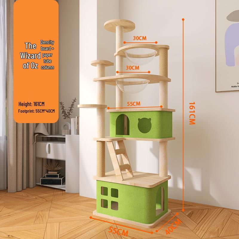 Sisal Cat Tree with Multi-Layer Platforms, Bed, and Space Capsule - Space-Saving Climbing Frame