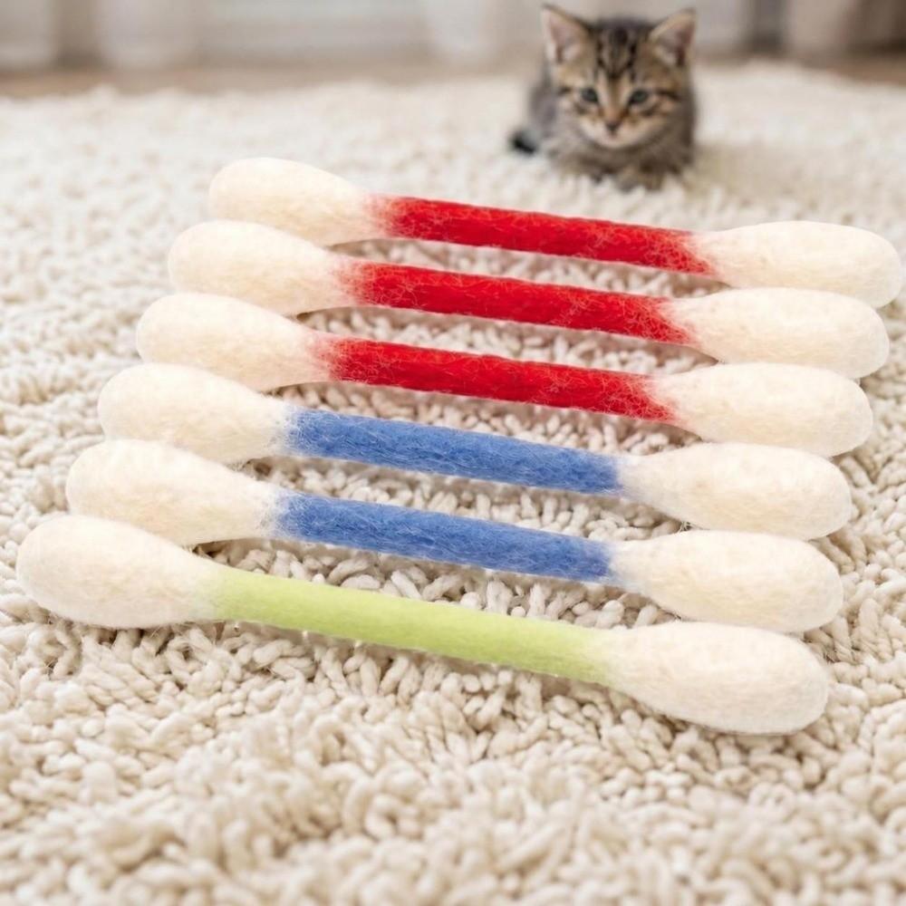 6Pcs Anti-Boredom Cotton Swab Cat Toy Oversized Cat Accessories Kitten Chew Toy Interactive Play