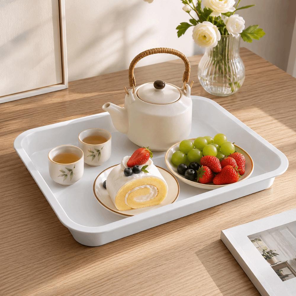 High Quality Multicolor Serving Tray Plastic Multi-sizes Storage Tray Rectangle Scratch Resistant Cooking Tray Tea Serving
