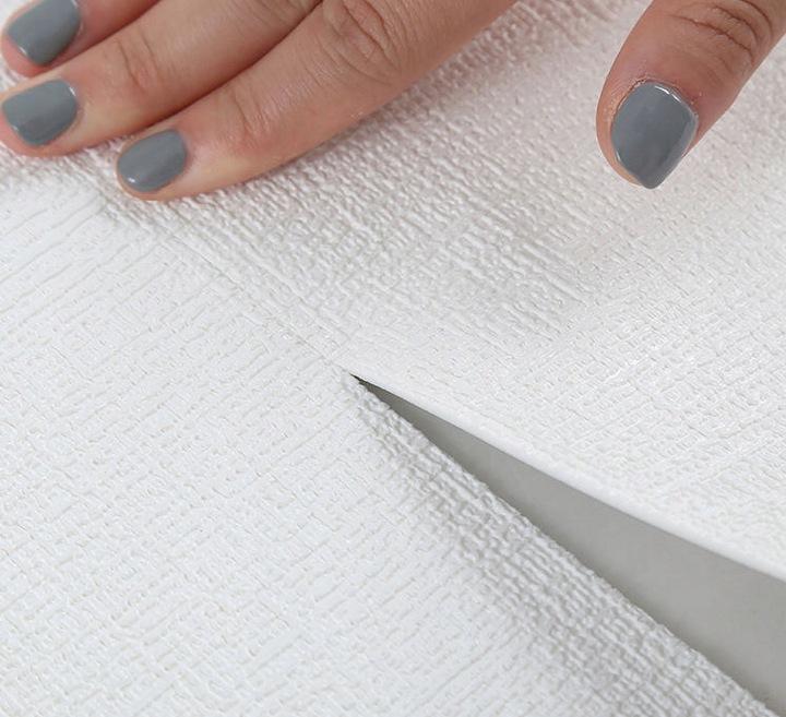 Self-adhesive Wallpaper Wall Covering Fabric Structure Matte Foam Lambskin