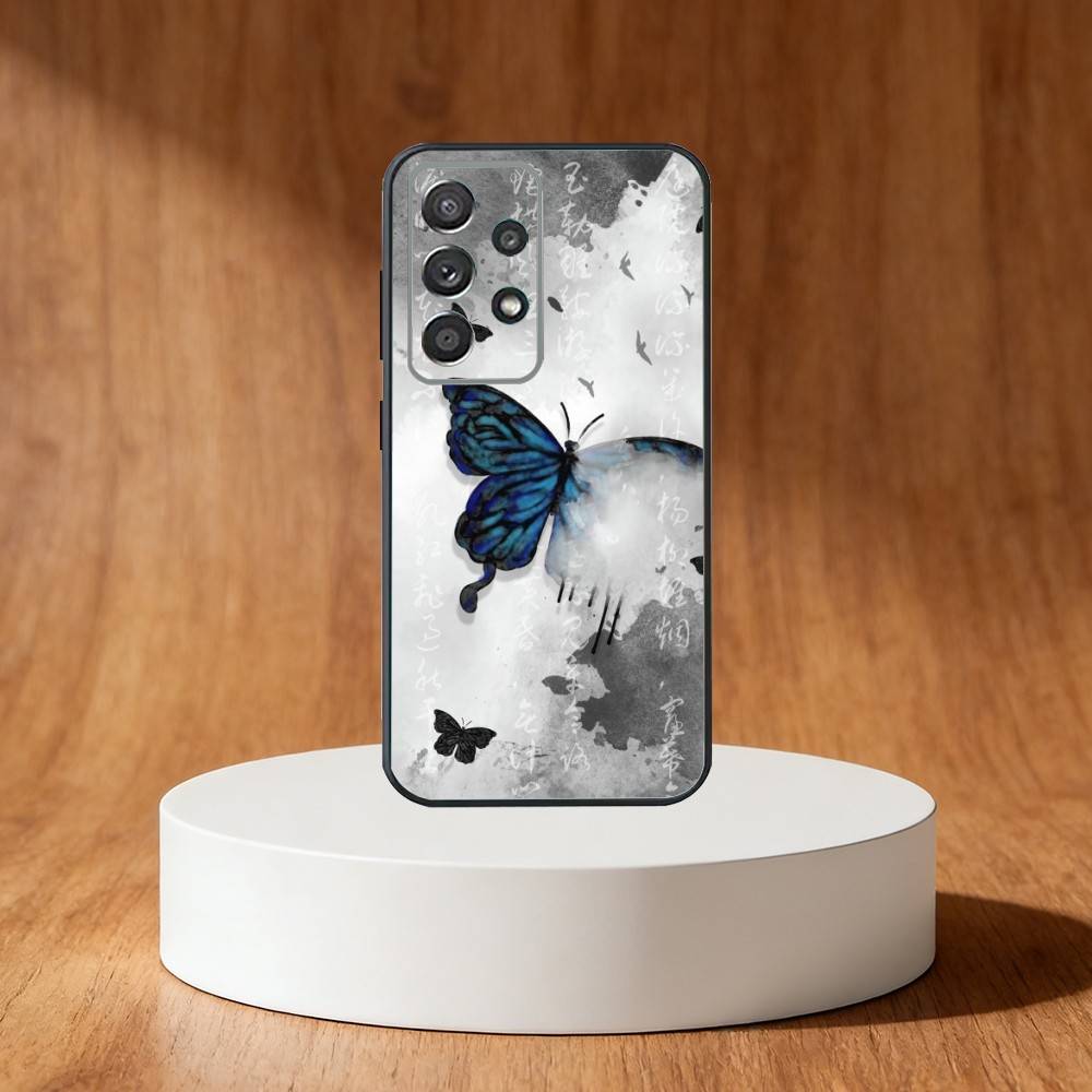 Ink wash painted butterfly Phone Case For Samsung S25,S24,S21,S22,S23,S30,Ultra,S20,Plus,Fe,Note,10,9,5G Black Cover
