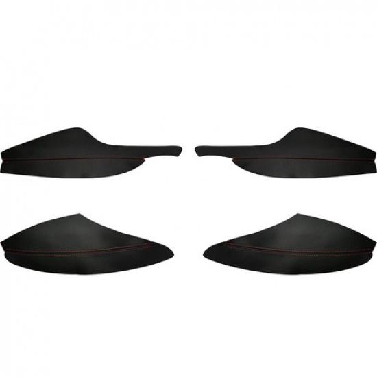 Black Leather & Red Stitches Door Armrest Cover For Toyota Corolla -