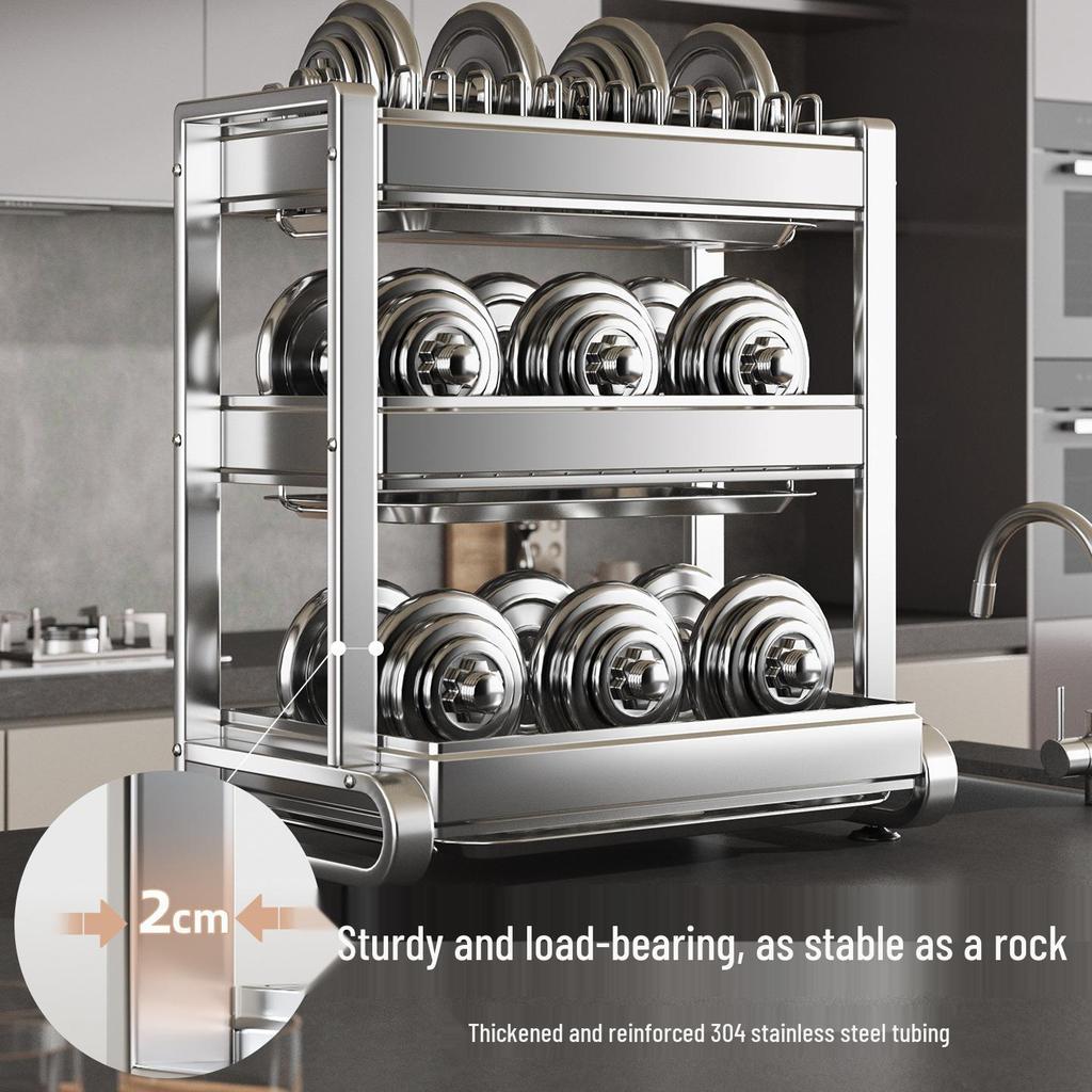 304 Stainless Steel Multi-functional Kitchen Dish Drying and Storage Rack