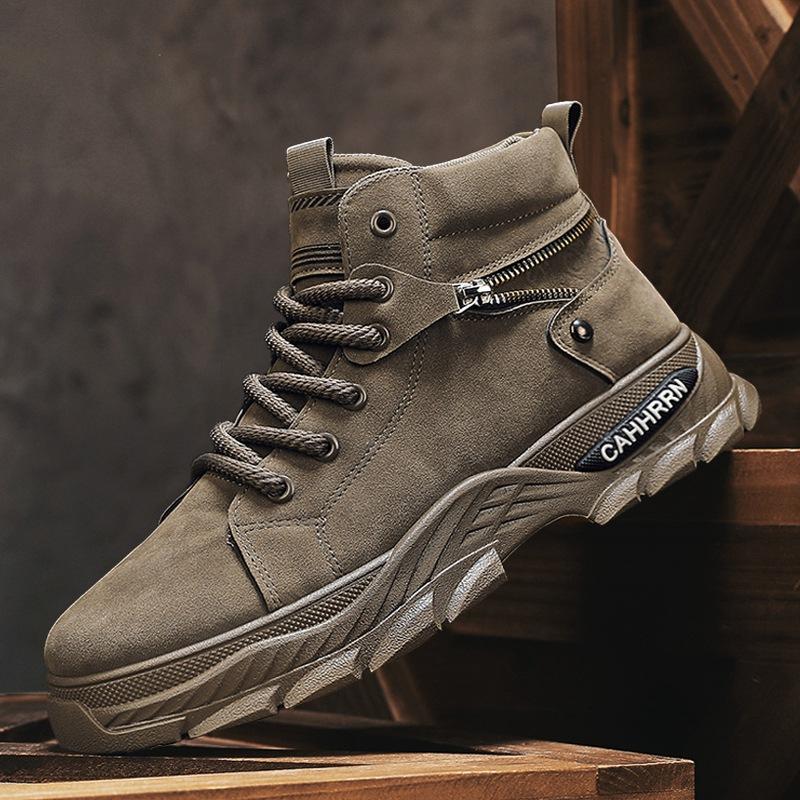 Autumn Men's Shoes New Martin Boots Men's Trend Thick-soled Non-slip High-top Tooling Shoes Men's Desert Short Boots 2024