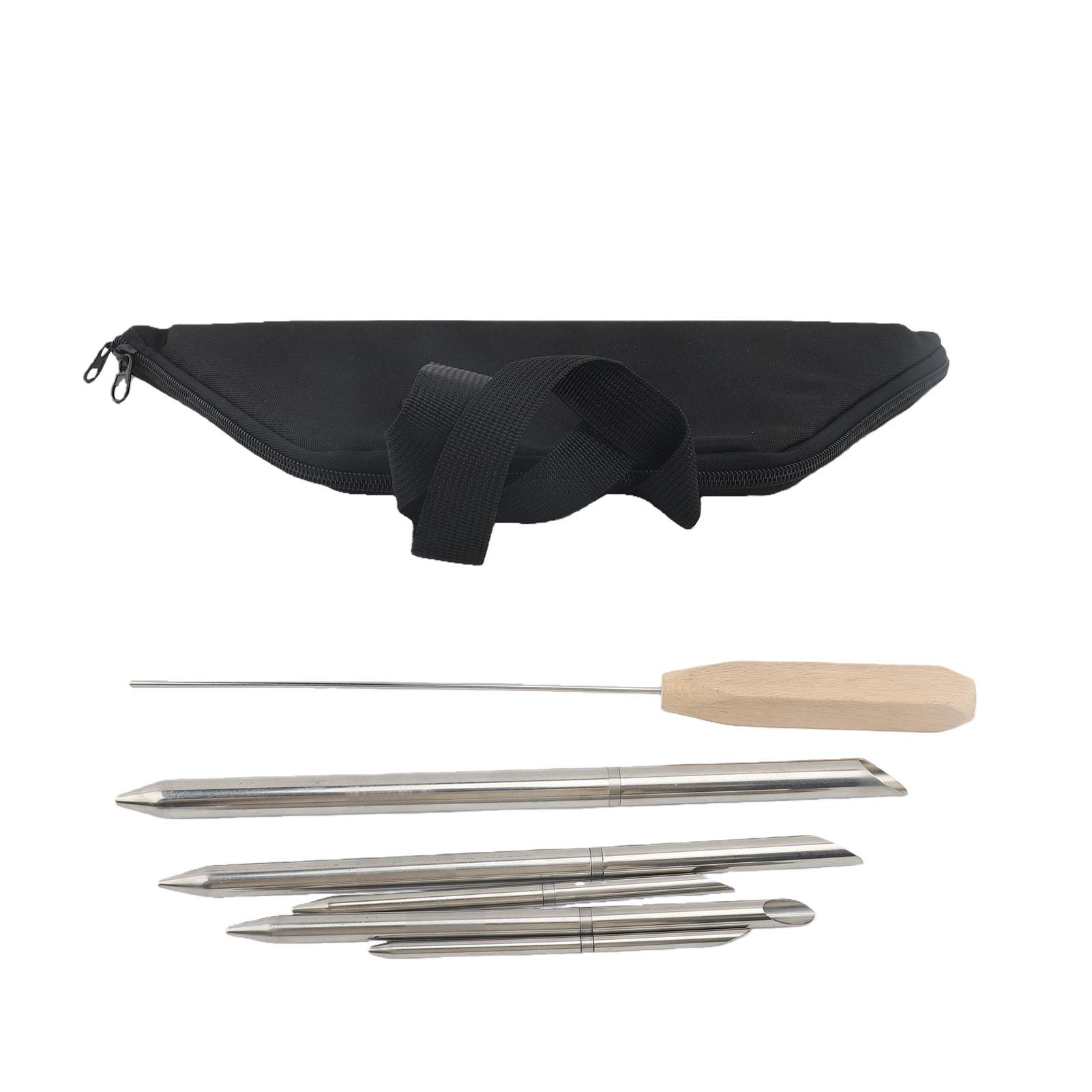 Kit d'outils d'épissure de corde, 5 tailles 1/4-1/2 pouce Fids d'épissure en acier inoxydable avec poussoir Poignée robuste en bois de hêtre Sac de rangement Oxford 420D pour M