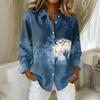 Women Button Down Shirt Halloween Pumpkin Print Turn Down Collar Long Sleeve Casual Fit Blouse Top for Daily Wear