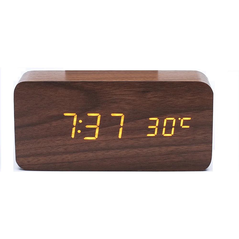Retro Wooden Digital Alarm Clock Silent LED Luminous Creative Electronic Timepiece Fashion Decor for Students Desktop Bedside