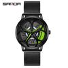 Sanda Men's Fashion Quartz Watch, Mesh Strap, Waterproof, Outdoor Casual, Hollow Wheel Dial.