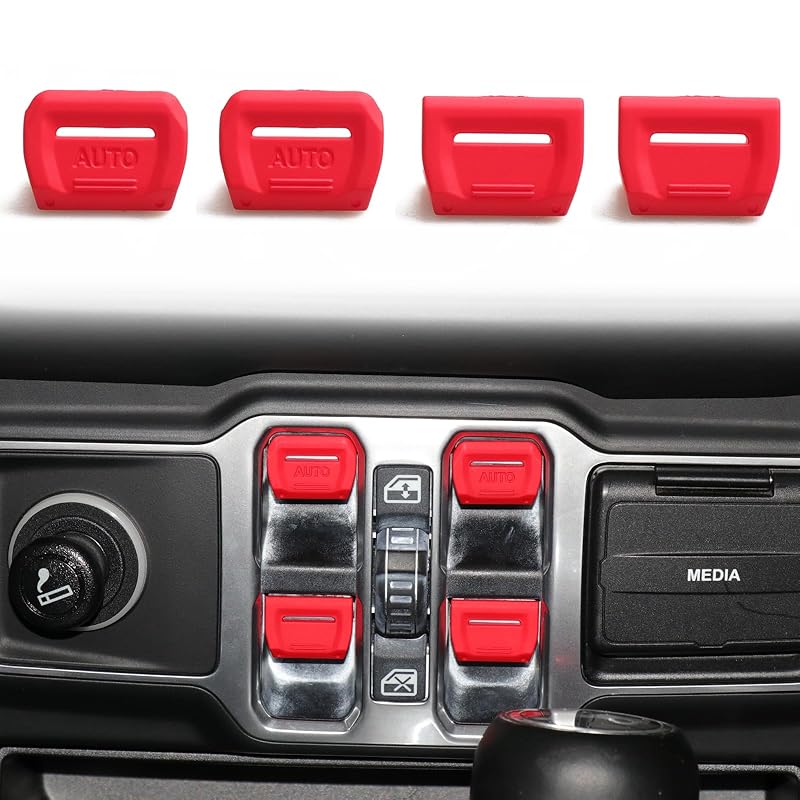 4 Pcs Window Switch Button Cover for Jeep Wrangler JL 4XE Gladiator JT 2018 2019 2020 2021 2022 2023 2024 2025(Black)
