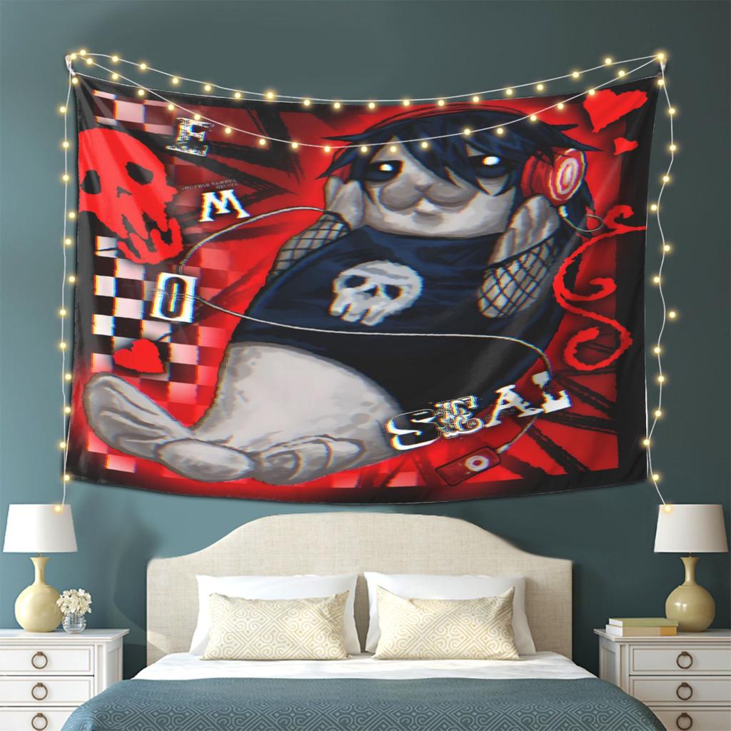 Horizontal Seal-Themed Tapestry Wall Hanging - Soft Skin Fabric Suitable for Bedroom, Office Decor, Modern Minimalist Seal Backdrop, Horizontal Room A