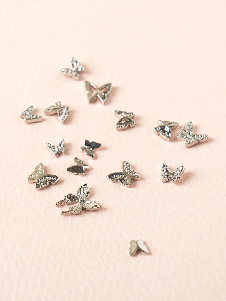 Silver Butterfly Nail Art Charms (15 Pcs Set)