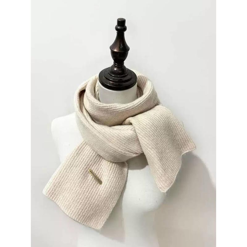 New Iron Label Wool Knitted Scarf Women's Couple Style Versatile Scarf for Men and Women Winter Small Scarf Men's Versatile