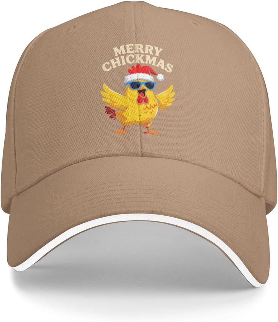 Merry Chickmas Chicken Funny Baseball Cap Cool Holiday Themed Washed Sports Hat Adult Unisex