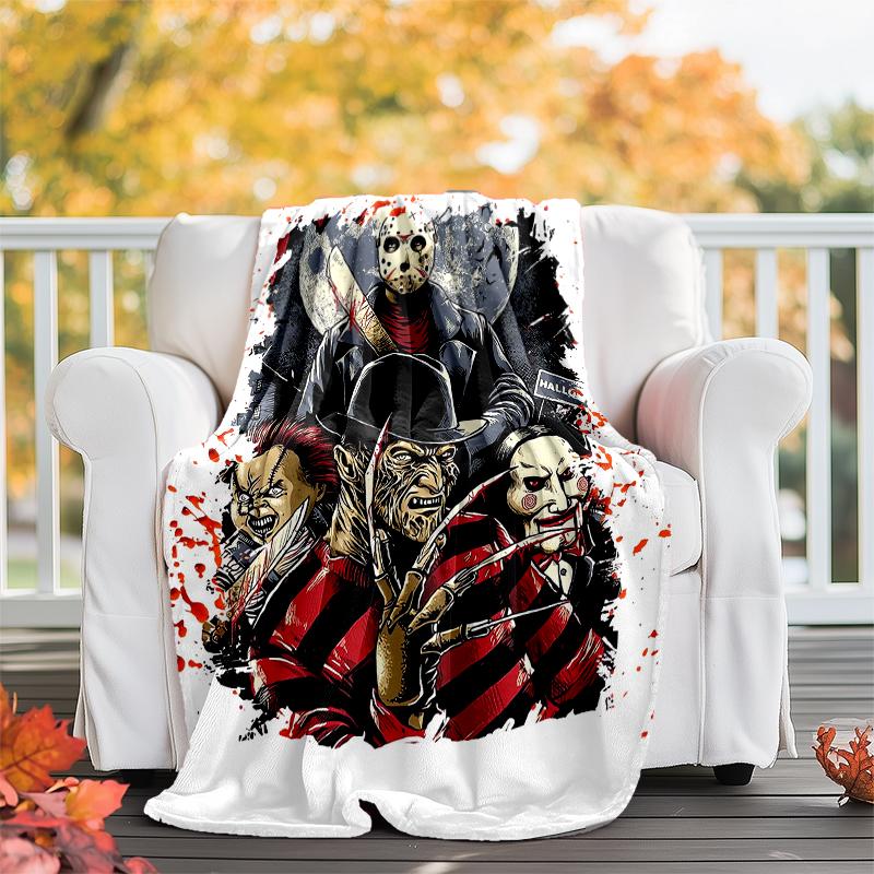 Halloween horror Theme Printed Blanket - Perfect for Couch, Bed, Travel & Outdoor Use | Machine Washable, Cozy & Durable.