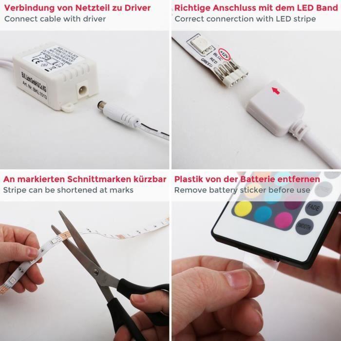 Bande LED - B.K.LICHT - Lucilla V - 150 LED - 16 couleurs - 4 modes d'éclairage