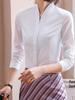 Women's White V-neck Professional Flight Attendant Shirt: Interview and Workwear Suit for Airline and Hotel Staff