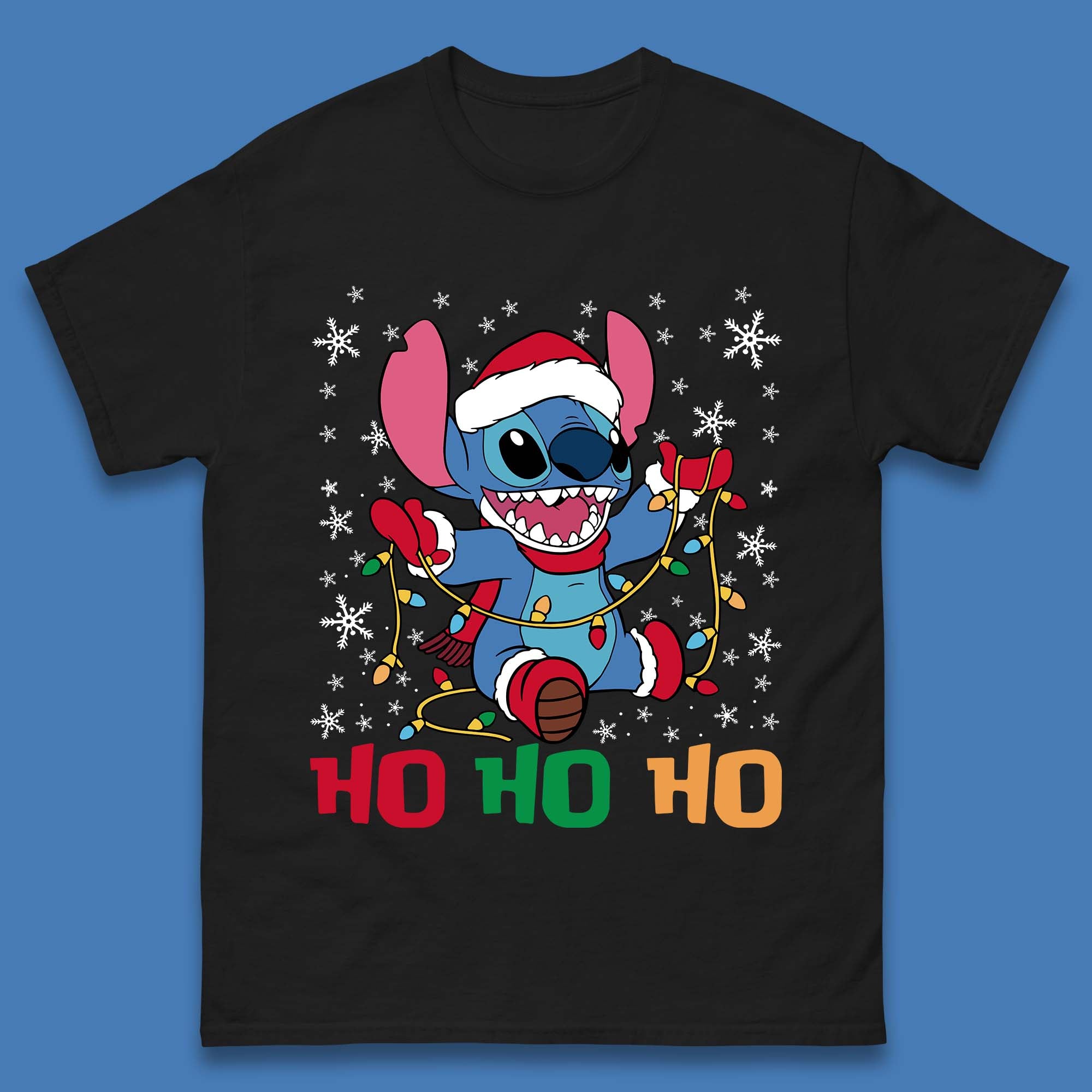 Happy Santa Stitch Christmas Mens T-Shirt Womens Tops Tees S
