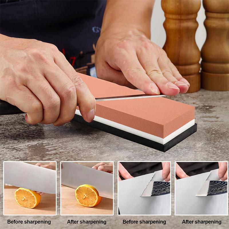 3000/8000 Professional Knife Sharpening Set, Sharpener Stones High Quality With Non-Slip Bamboo Base,Kitchen Tools Whetstone Kit,400/1000