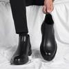 Fashion Vintage Chelsea Mens Ankle Boots Elevator Leather British Style Street Style Male Platform Chelsea Boots Slip On Motocross Boots