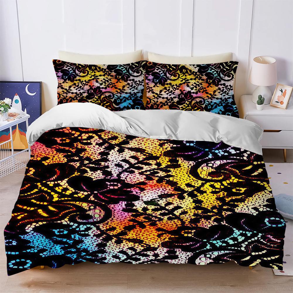 

Pink Lace Pattern Duvet Cover Set Soft Wash Bed 3 Piece Summer Comfortable Student Dormitory Home Baby Bedding Best seller (135x200cm)