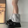 Women Furs Leg Warmer Winter Furry Long Boot Cuffs Fuzzy Shoe Cover Party Costume for Holiday Festival Performances Play