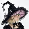 Lolita Witch Hat With Wide Brim Bow Halloween Cosplay Adult Costume Accessory In Pink Purple White Black