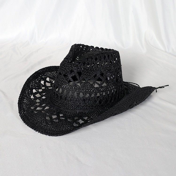 

Straw Cowboy Hat for Men Women, Wide Brim Hollow Breathable Sun Protection Cap, Travel Beach Summer Hat