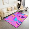 Retro Memphis Style Geometric Print Area Rug, 80s Neon Colorful Non-Slip Floor Mat for Living Room Bedroom Home Decor Carpet