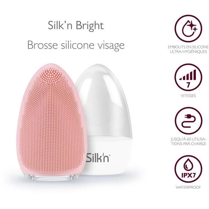 Brosse Nettoyante Pour Le Visage Silk'n BRIGHT Rose - Rechargeable - Hypoallergénique