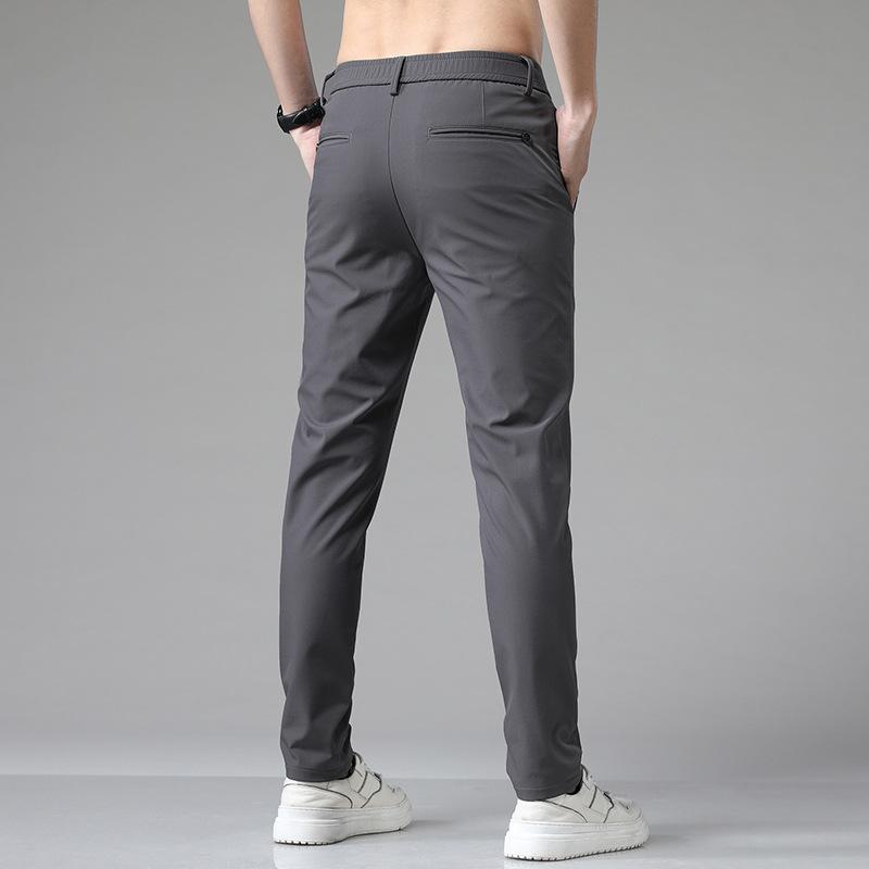 Casual Pants for Men, Showing a Youthful and Thin Elastic Spring Solid Color Pants. Casual Men's Pants