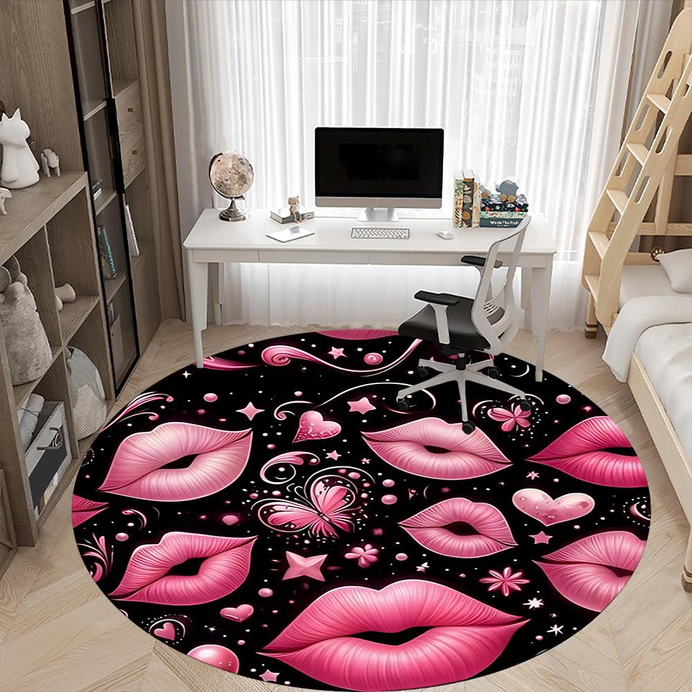 1 Stück Lippen Schmetterling Stuhl Teppich für Büro, Innenbereich Rutschfester Waschbarer Polyesterfaser Teppich, Matte Für Büro, Maschinenwaschbar