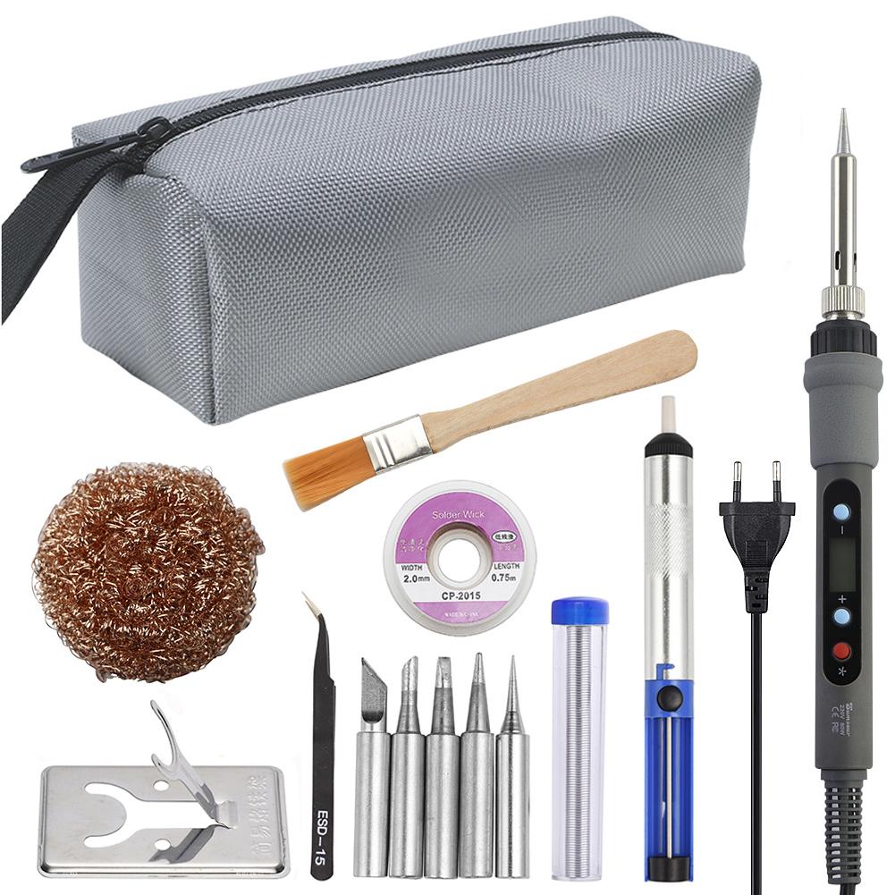 80W With Switch Electric Soldering Iron LCD Digital Display Adjustable Temperature Solder Welding Desoldering Repair Tools Kit